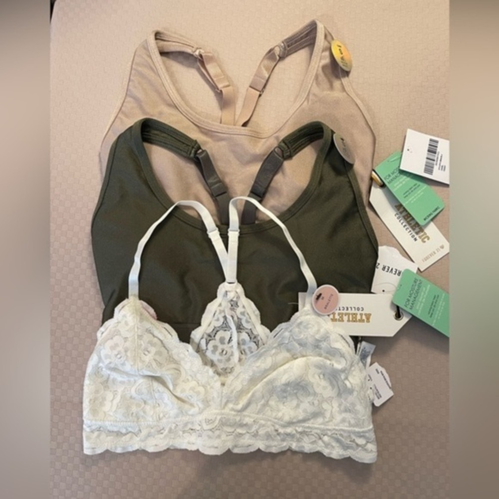 Forever 21 NWT sports bra Athletic Collection & bralette lot of 3. Size S & M.
